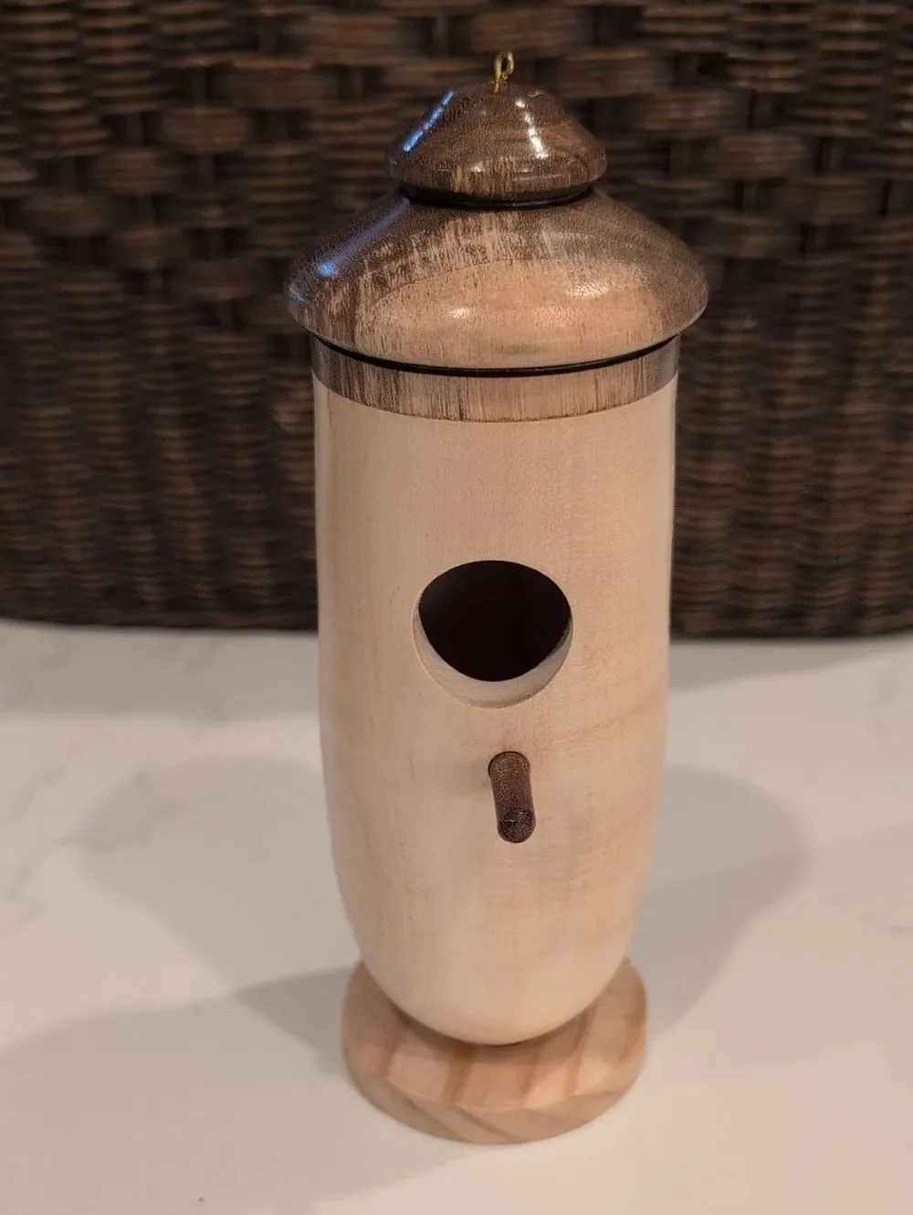 Natural Wood 2-Tone Hummingbird Bird House Handmade